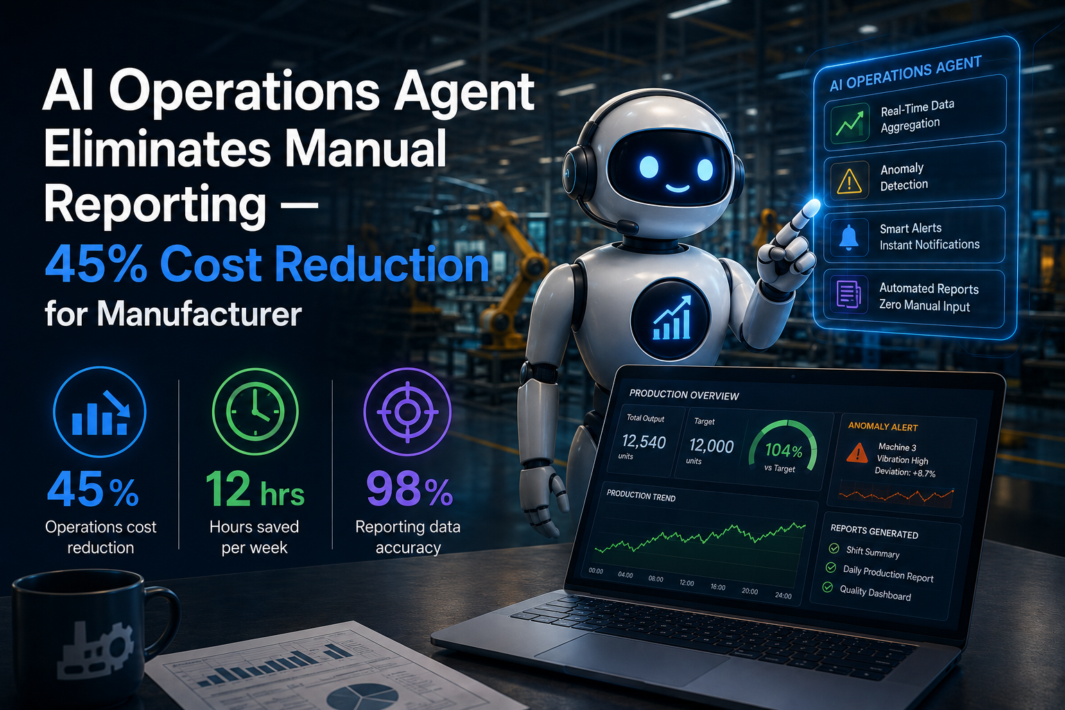 AI Operations Agent automating manufacturing reporting and anomaly detection